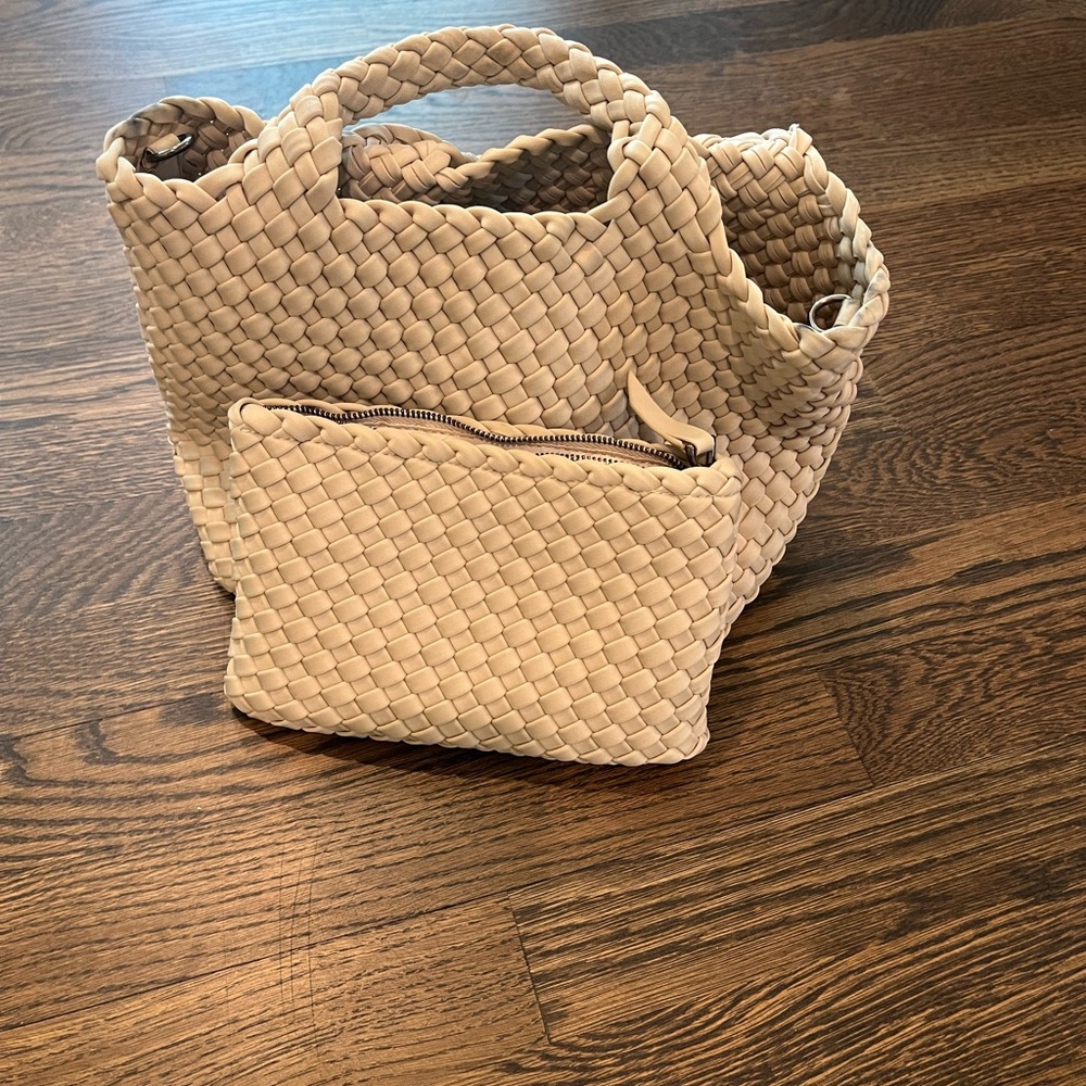 Naghedi St. Barth Mini Woven Cream Tote Bag (Ecru color)